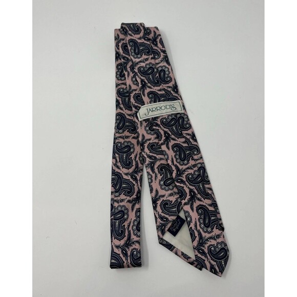 Jarrod’s Tie, 100% Silk, Made By Hand, Printed In England, Pink & Navy Paisley - Picture 3 of 14
